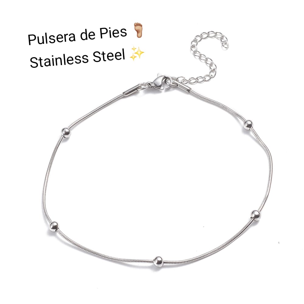 Pulsera de Pies de bolitas Plata
