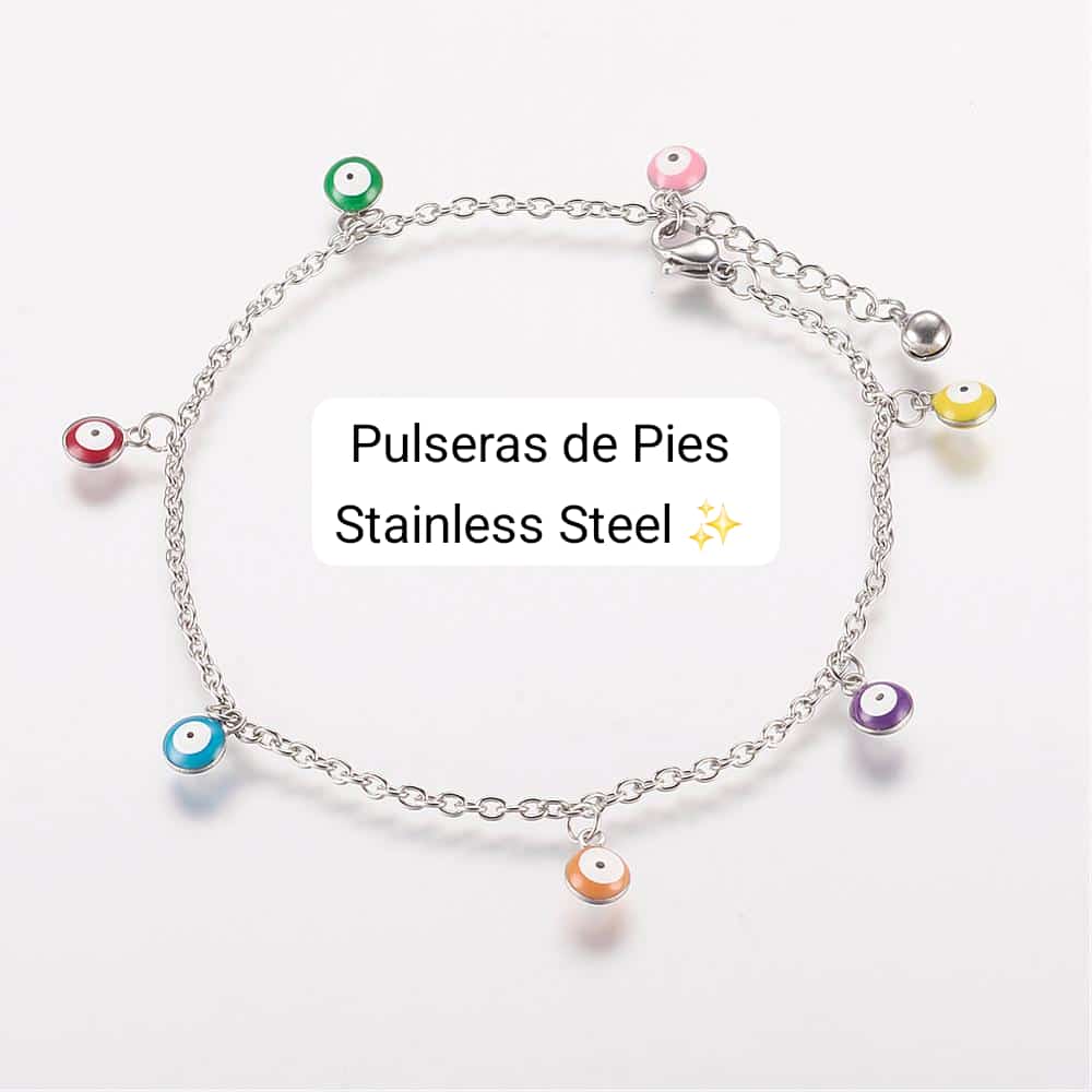 Pulsera de Pies Ojo turco✨️ (Colores plata)