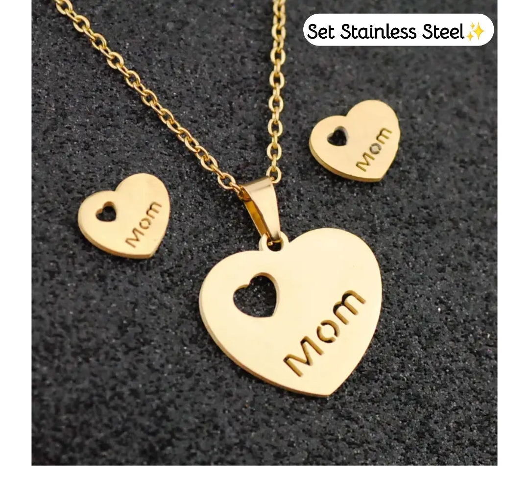 Set de Corazón Mom Oro ✨️ (Mama)