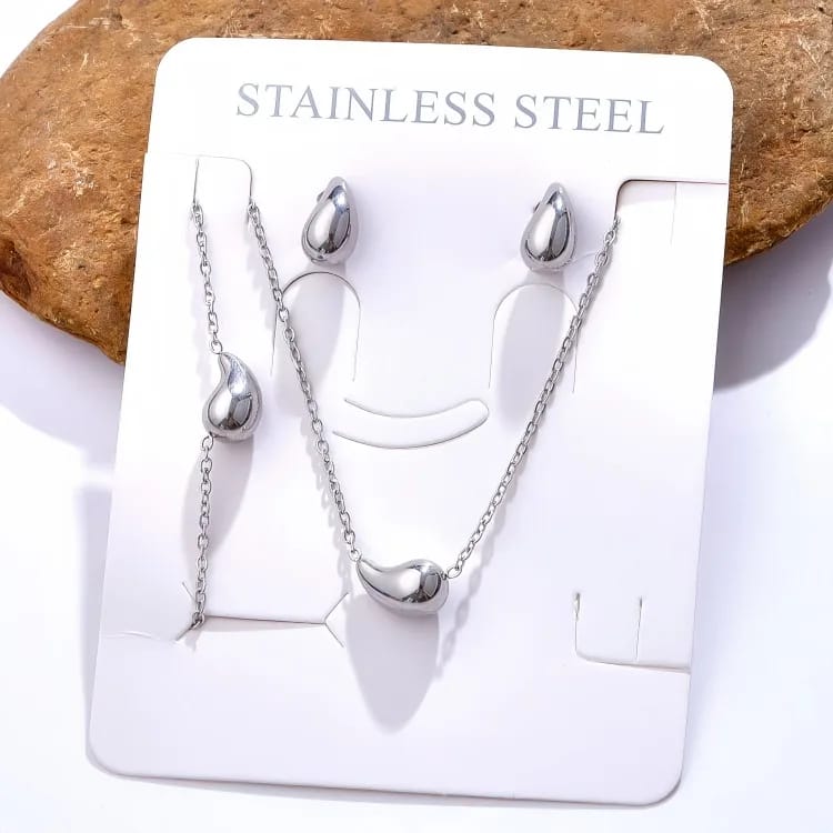Set 3pcs diseño gota 💧 (plata)
