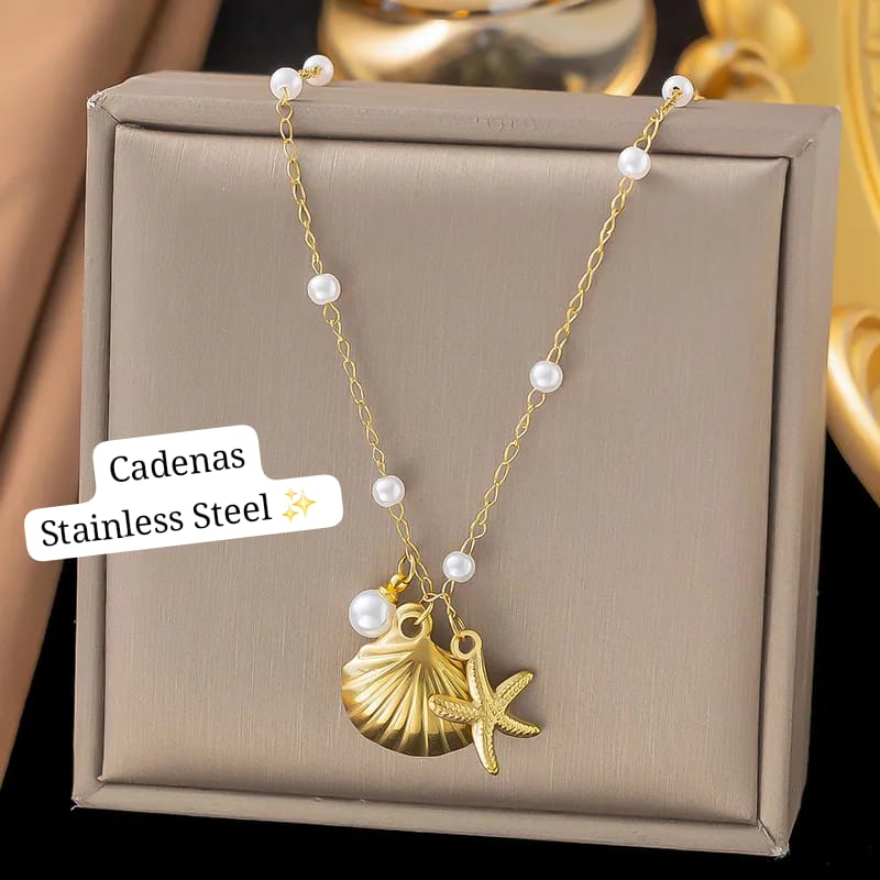 Set Perla Dorado Diseño de mar 🐚