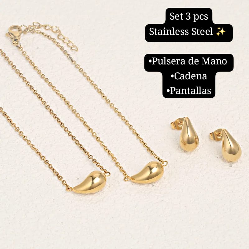 Set 3pcs diseño gota 💧 (dorado)