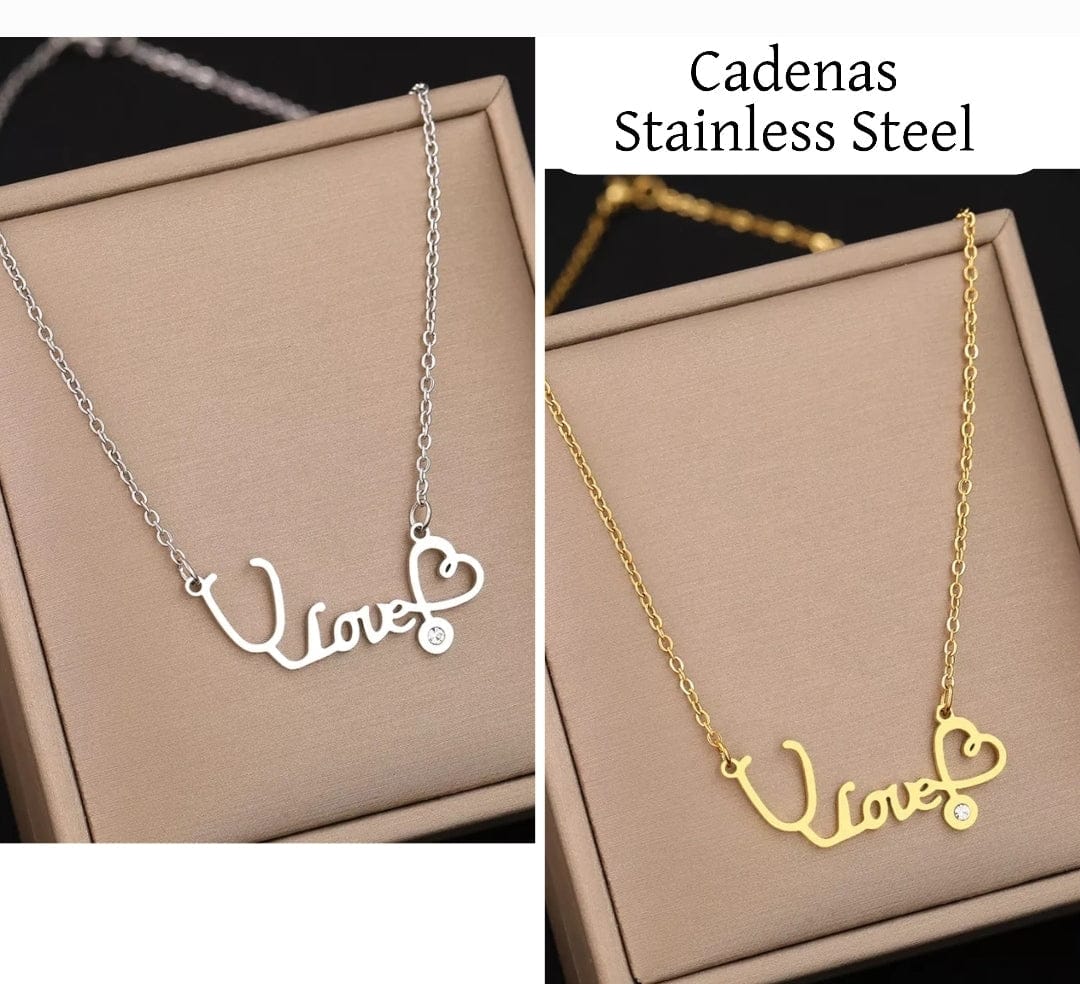 Cadena Love Estetoscopio/Dorado✨️ enfermera