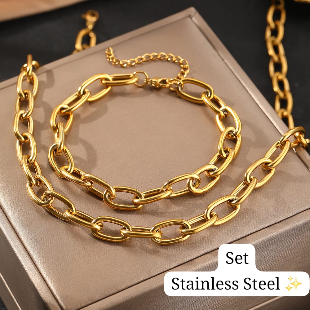 Set Nuevo Estilo cadena (Dorado) ✨️