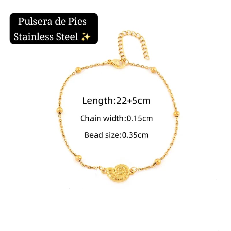 Pulseras de Pies (Tobilleras) Diseño de Verano ⛱️ (Dorado)