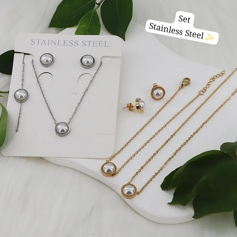 Set 3 pcs perla (Plata)✨️