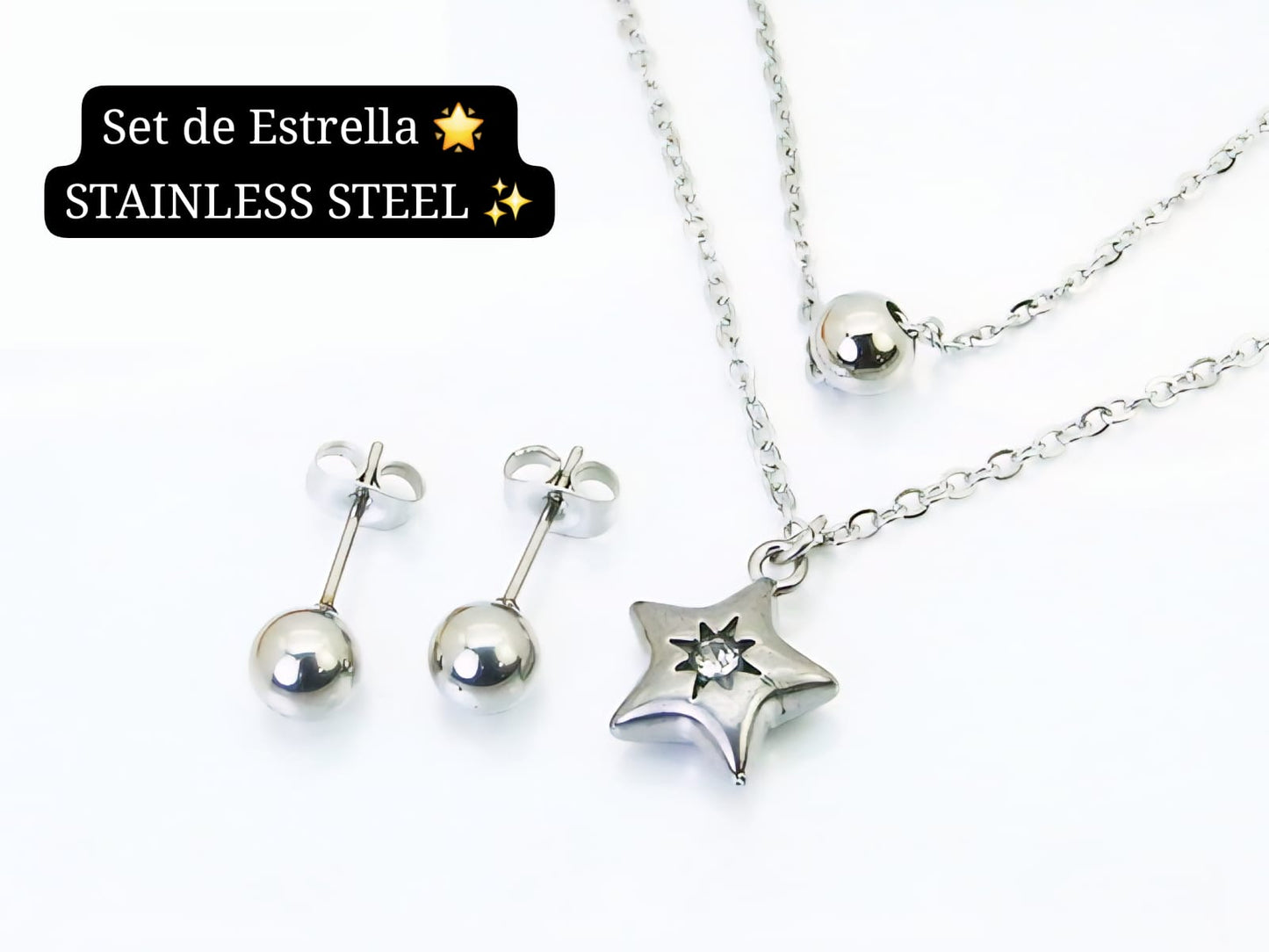 Set 2 cadena en 1 de Estrella 🌟 ( Plateado)