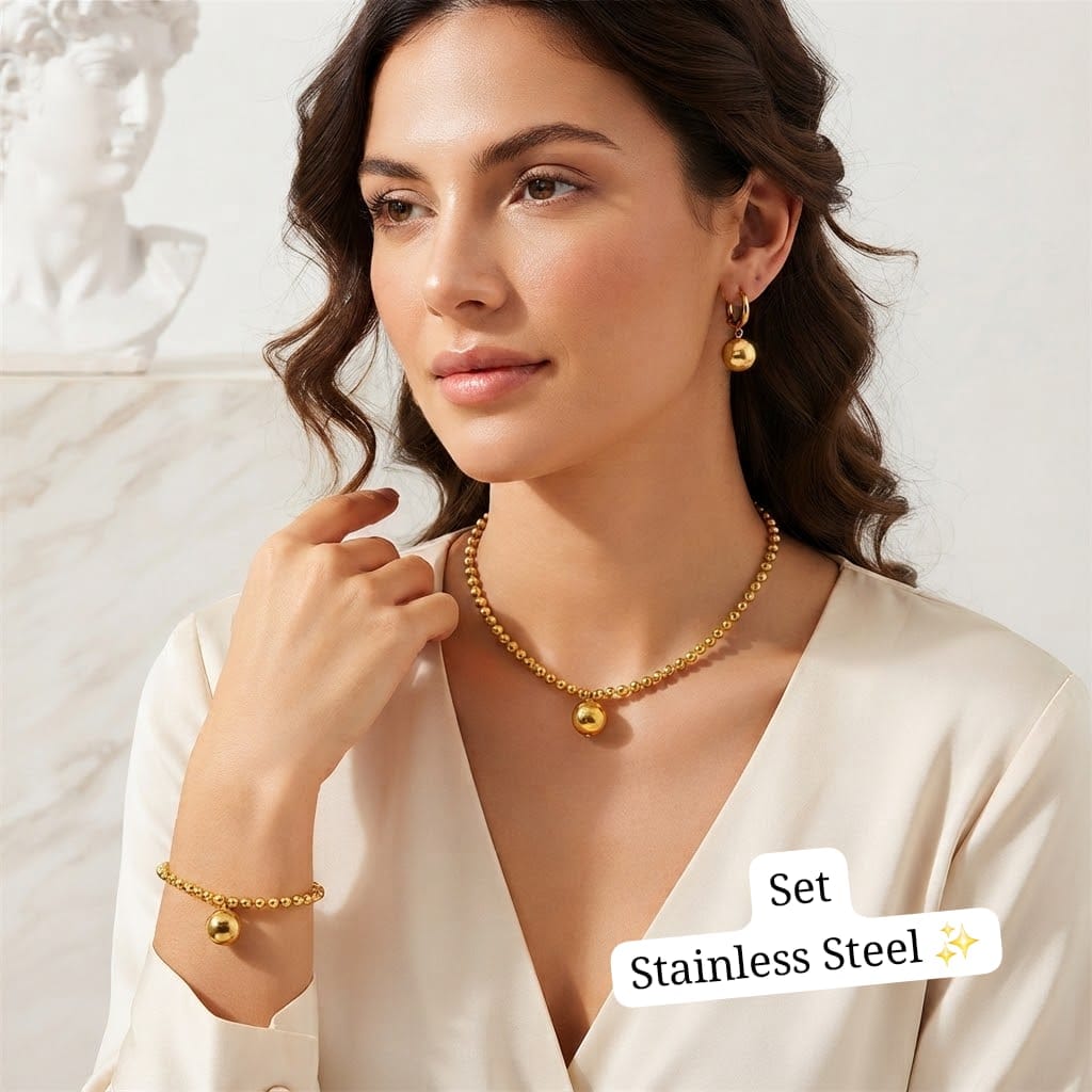 Set 3pcs (estilo bolas) Dorado✨️