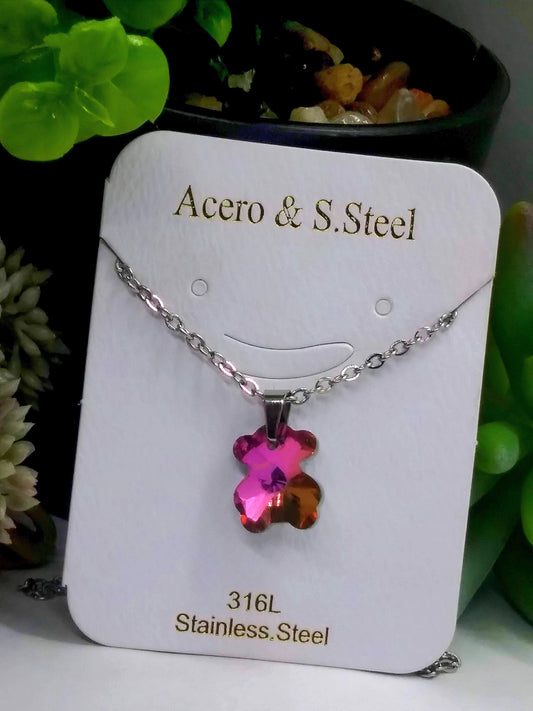 Cadena con Oso (Rojo/anaranjado) 🐻
