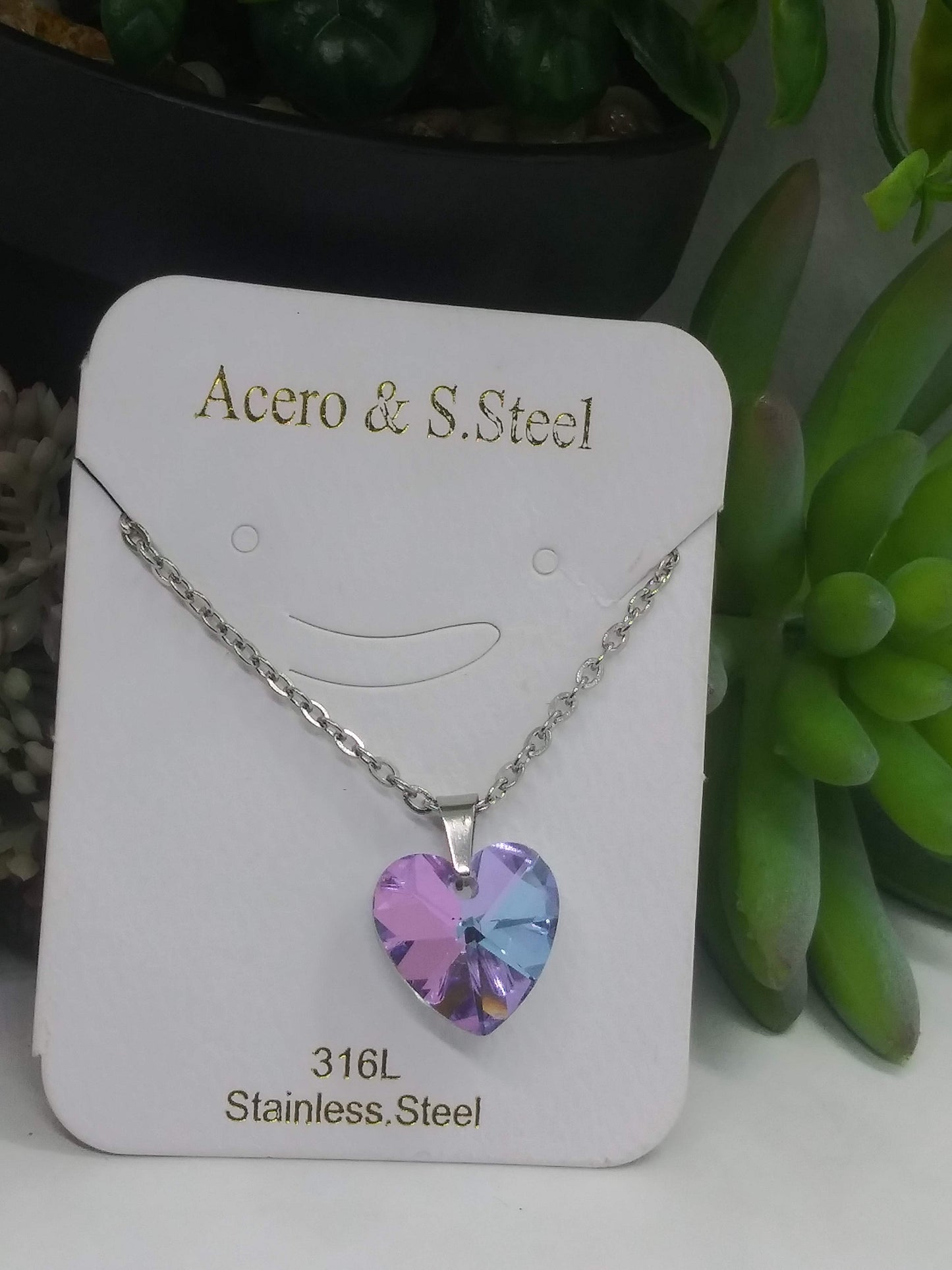 Cadena Corazón (rosa/violeta/azul) 💜