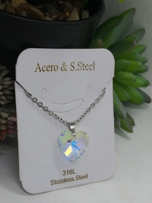 Cadena Corazón (clear/plata) 🤍