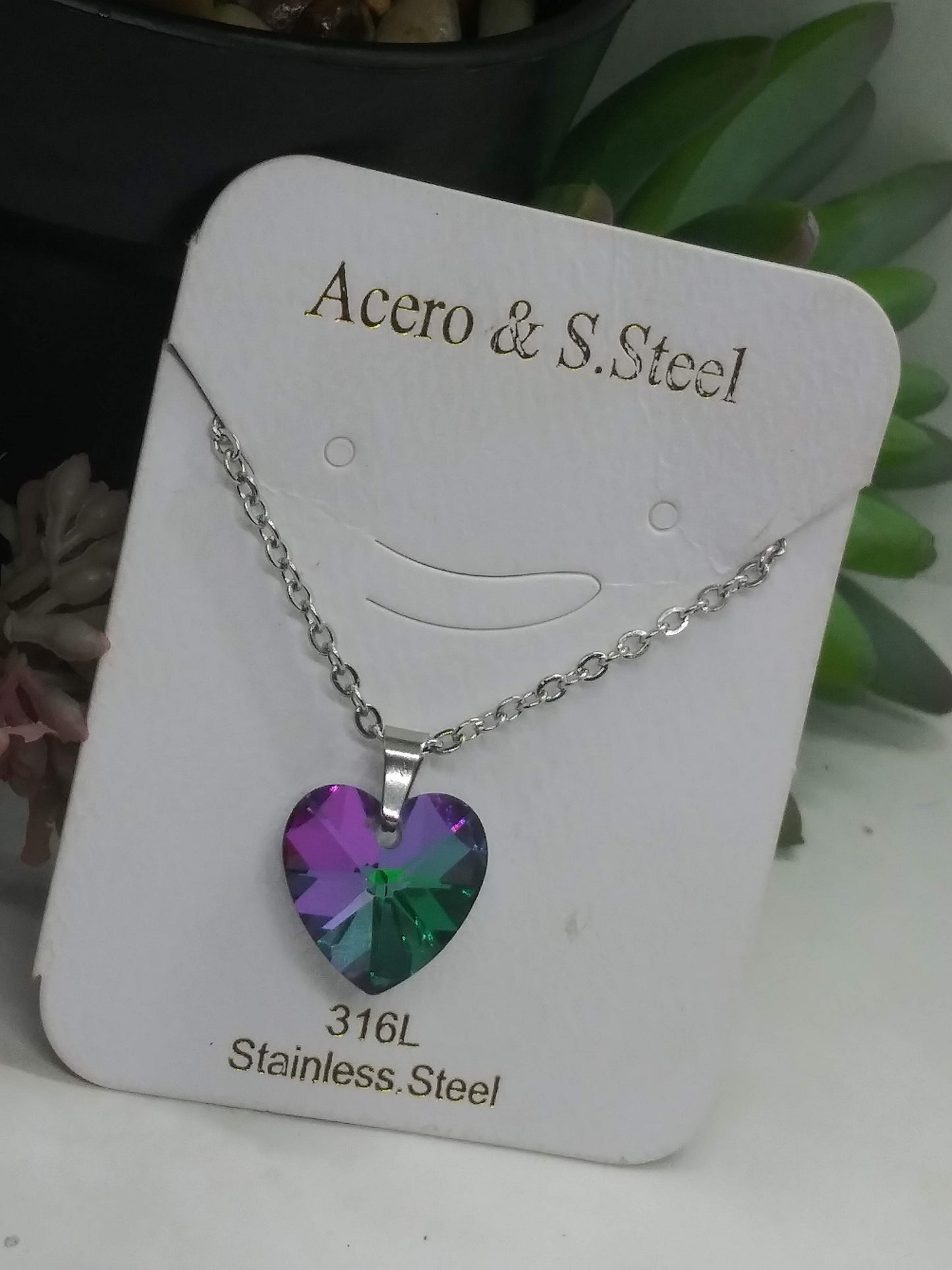 Cadena Corazón (violeta/verde) 💜