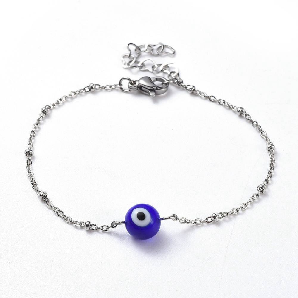Pulsera de Mano Ojo Turco Plata