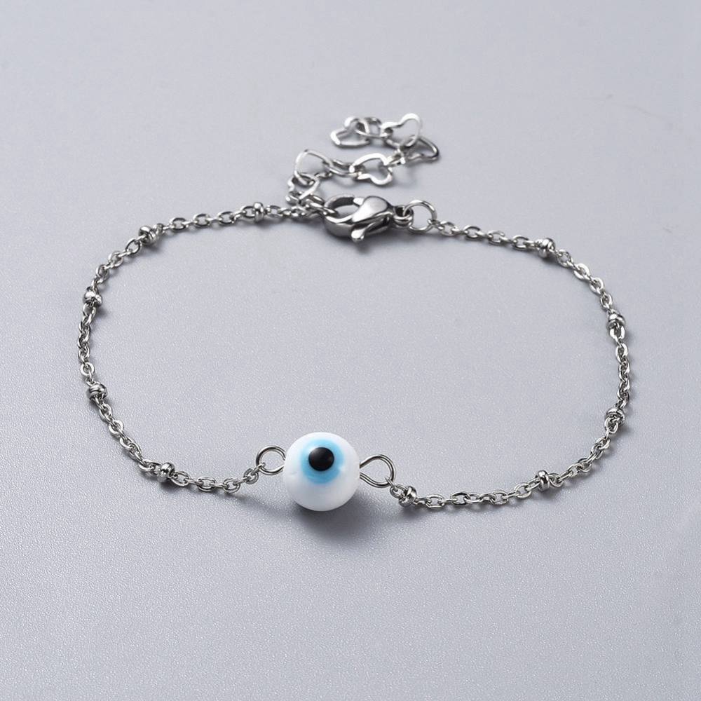 Pulsera de Mano Ojo Turco Plata