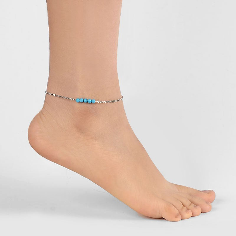 Pulsera de Pies 🩵(Plata/azul )