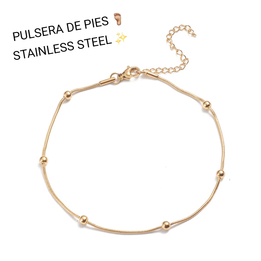 Pulsera de Pies de bolitas Oro ✨️