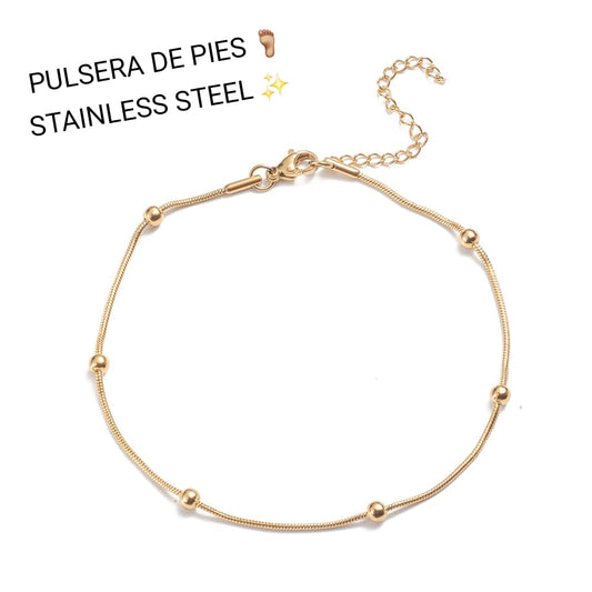 Pulsera de Pies de bolitas Oro ✨️