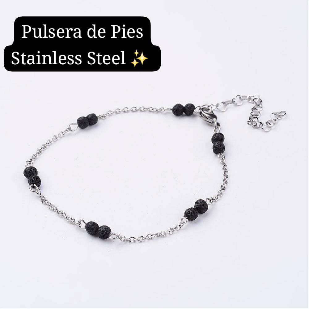 Pulsera de Pies piedras negra