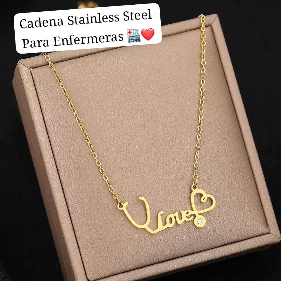 Cadena Love Estetoscopio/Dorado✨️ enfermera