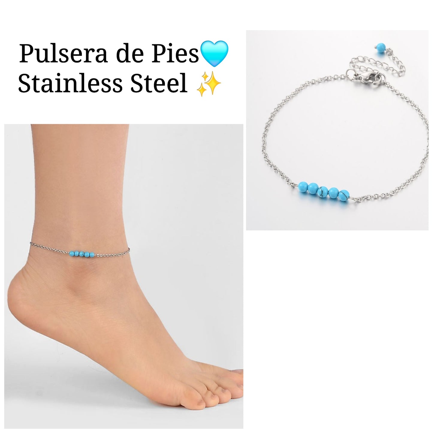 Pulsera de Pies 🩵(Plata/azul )