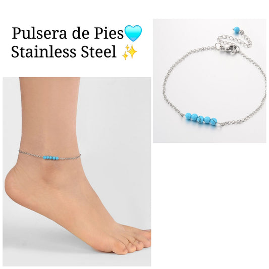 Pulsera de Pies 🩵(Plata/azul )