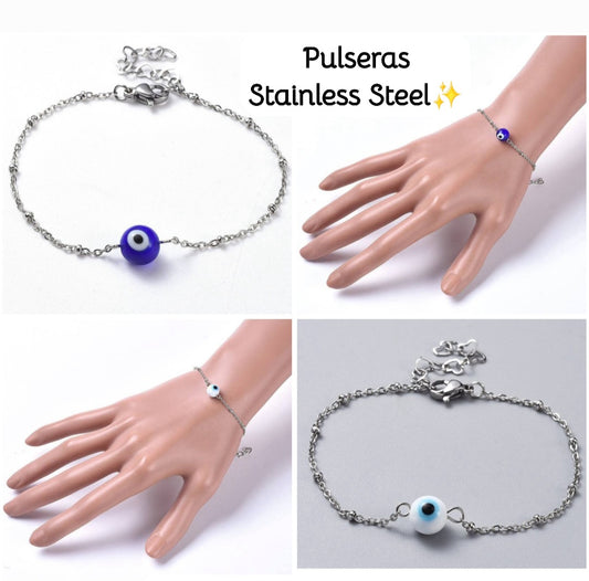 Pulsera de Mano Ojo Turco Plata