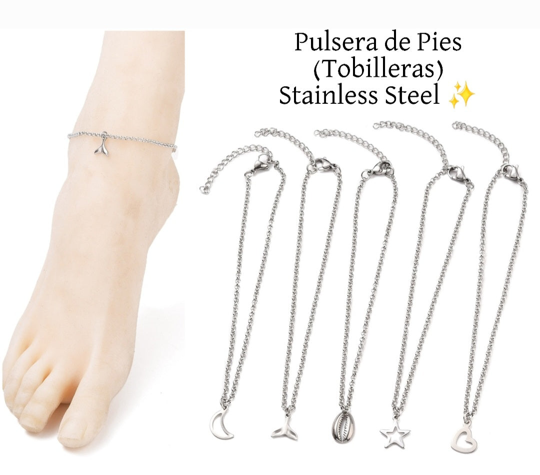 Pulseras de Pies Variedad de Estilos Plata 💕🤩
