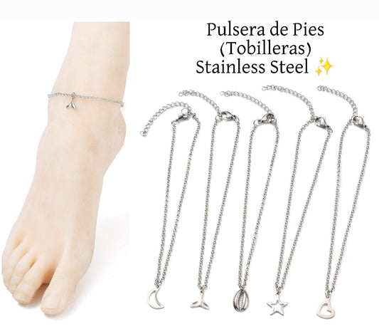 Pulseras de Pies Variedad de Estilos Plata 💕🤩