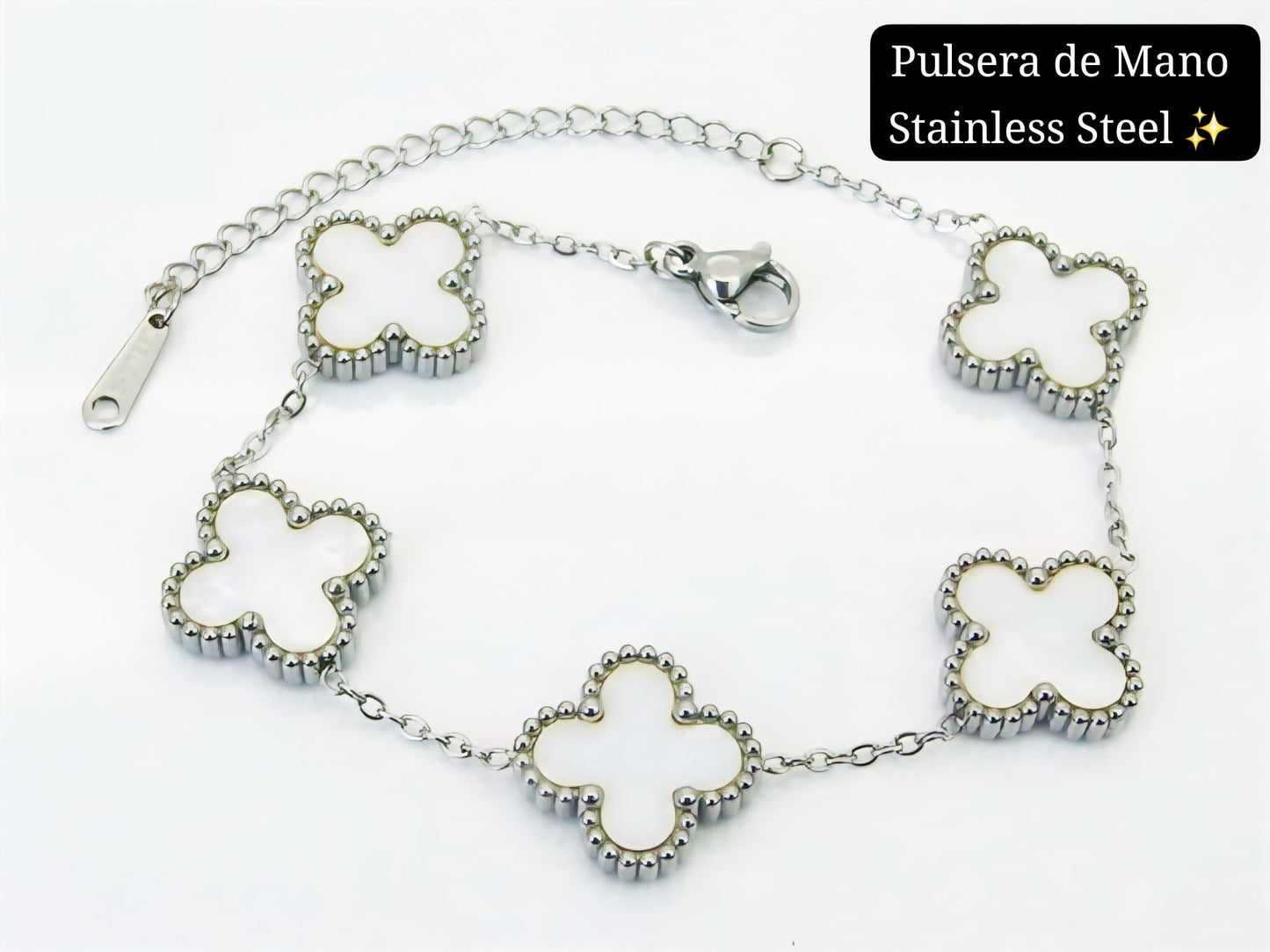 Pulsera de flor ♣️ (Plata,Blanco)