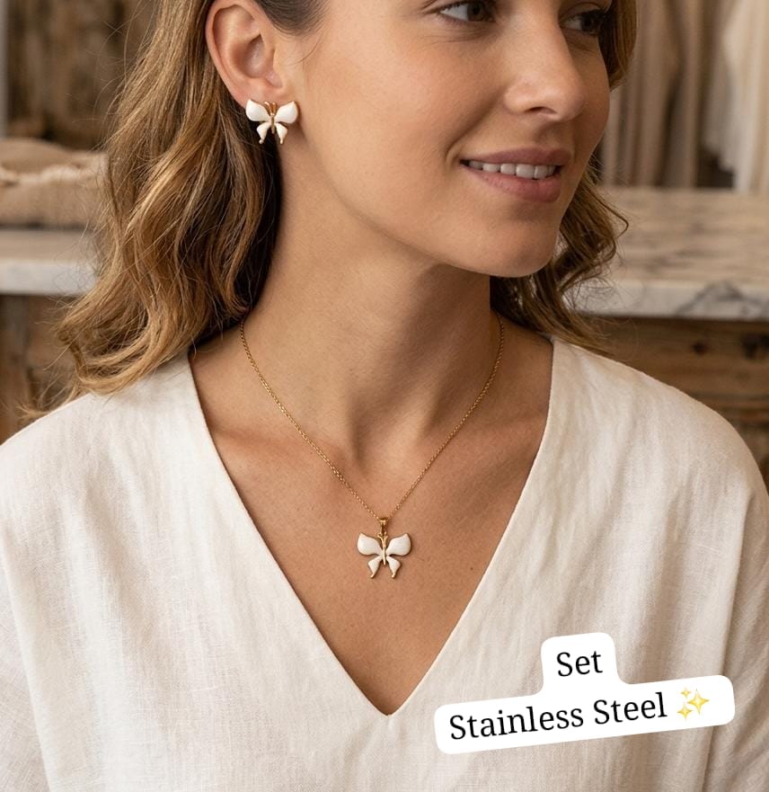 Set mariposa 🦋 (blanco/dorado)