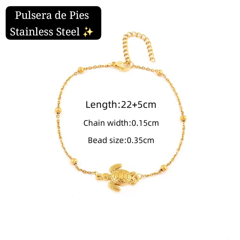 Pulseras de Pies (Tobilleras) Diseño de Verano ⛱️ (Dorado)