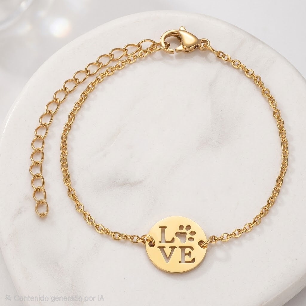 Pulsera de Mano LovePet 🐾 (Dorada)