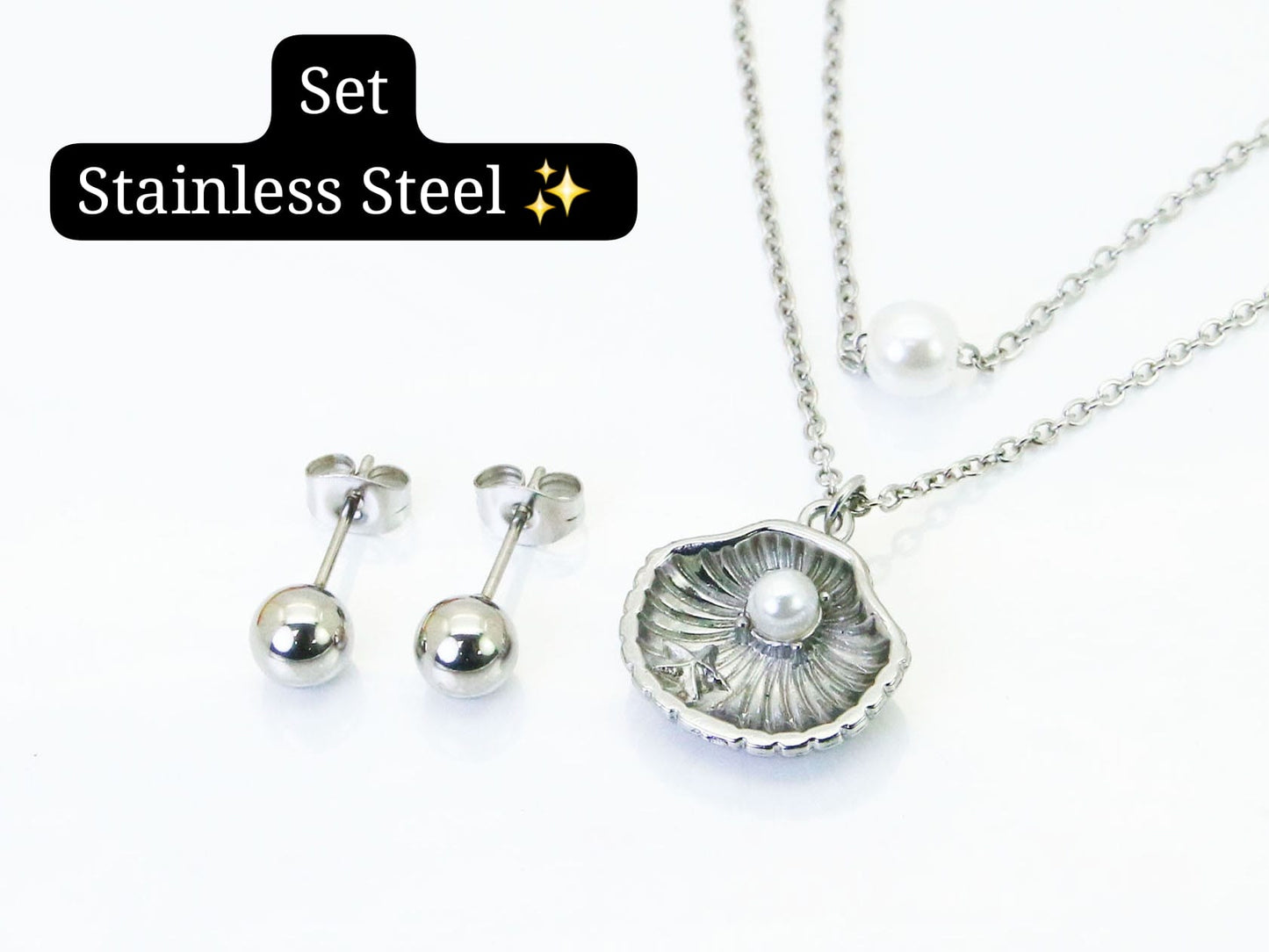 Set 2 cadena en 1 Concha (Plata)