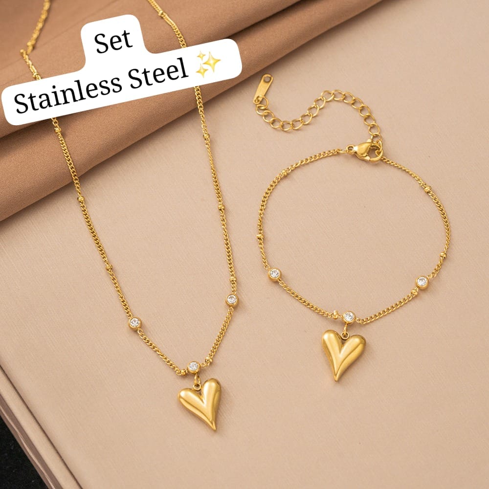 Set corazon diamante dorado ✨️
