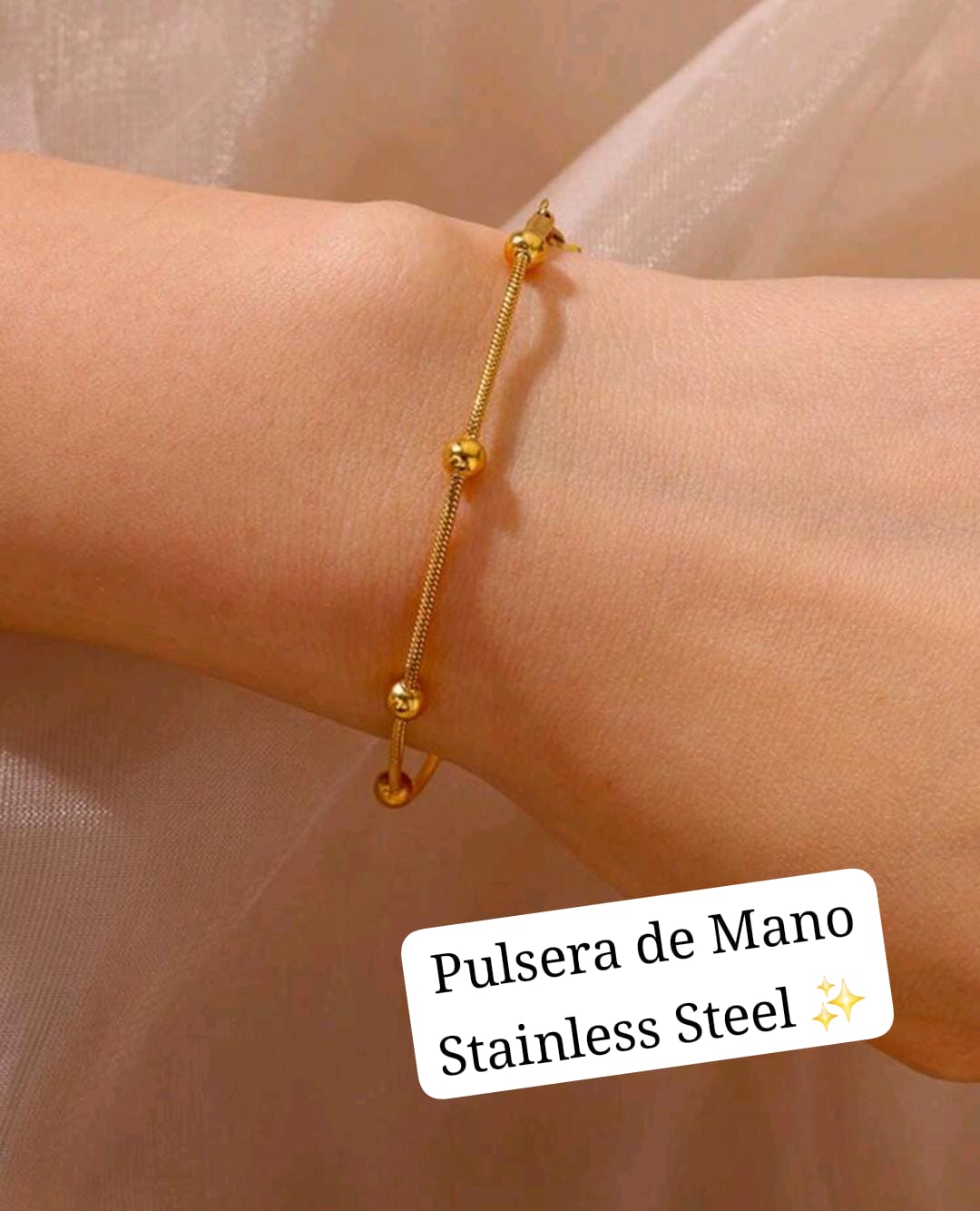 Set cadena+pulsera (estilo "bolita") Dorado✨️
