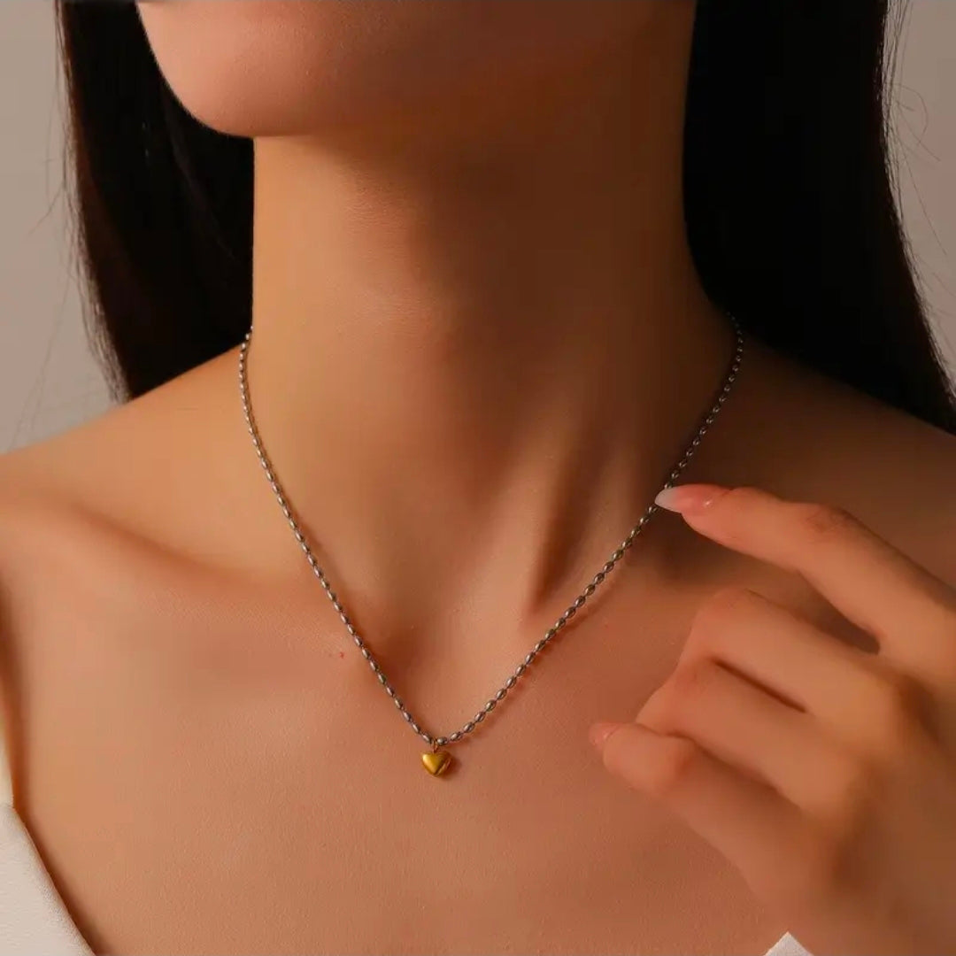 Set de corazón 2 tono (plata)✨️