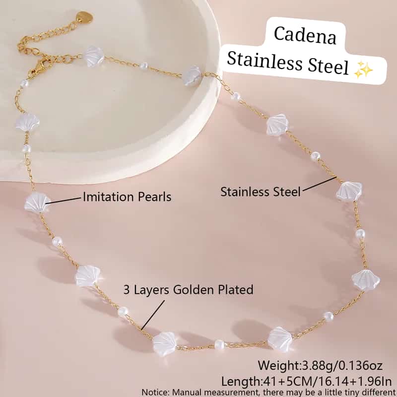 Set 2 pcs Concha perla dorado🤍✨️