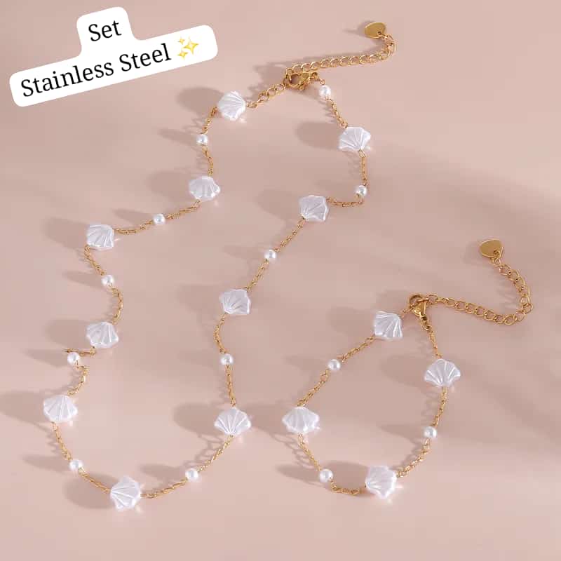 Set 2 pcs Concha perla dorado🤍✨️