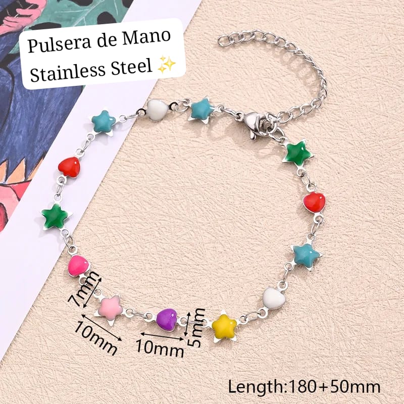 Pulsera de Mano Corazones y estrellas ✨️💕
