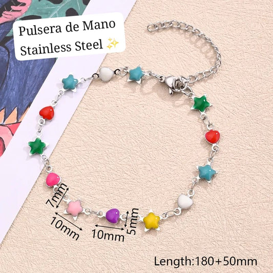 Pulsera de Mano Corazones y estrellas ✨️💕