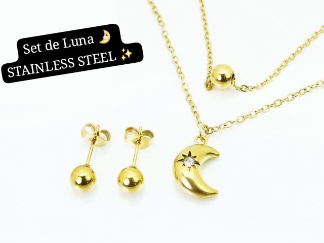 Set 2 cadena en 1 de Luna 🌛 ( Dorado)