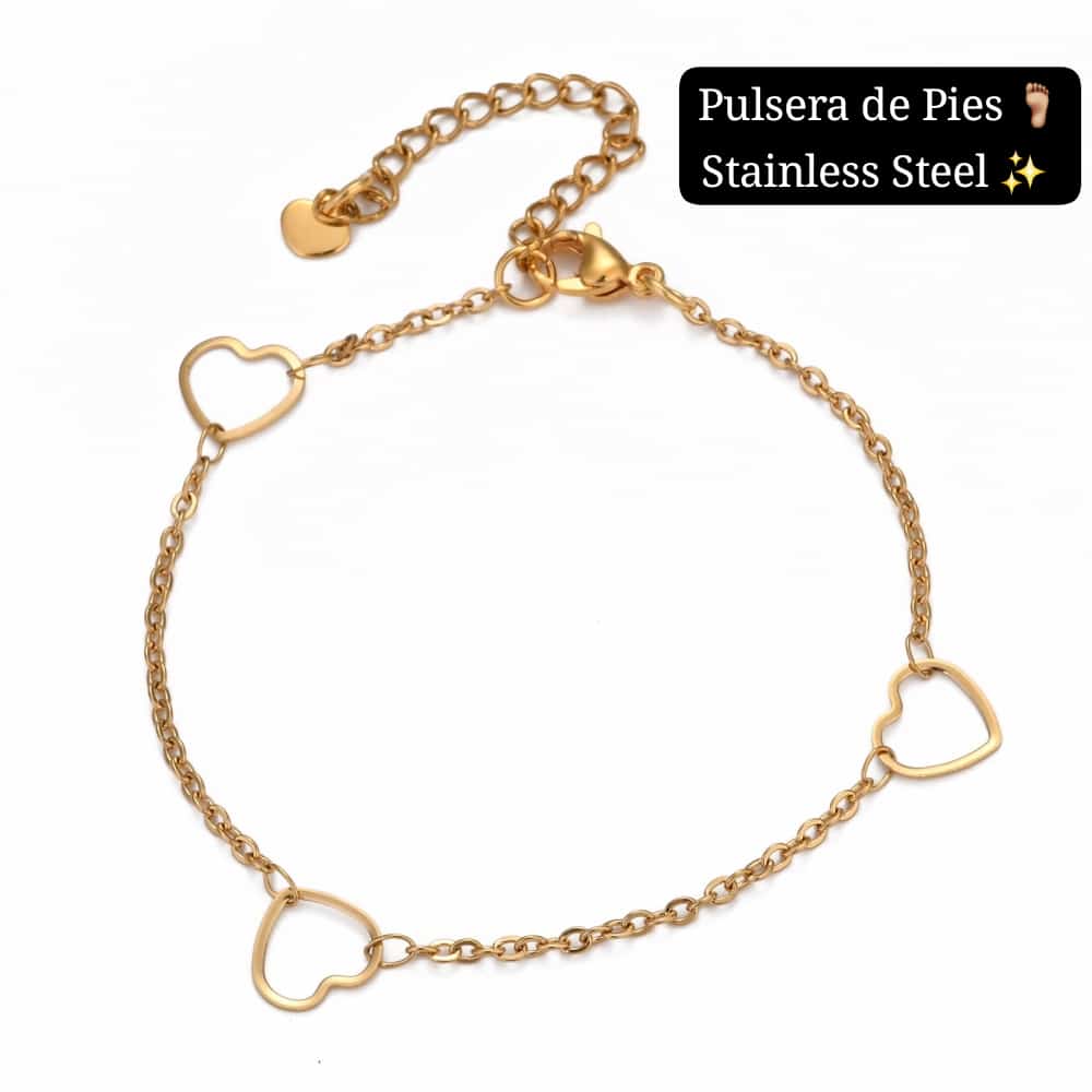 Pulsera de Pies Corazon separados (Dorada)✨️
