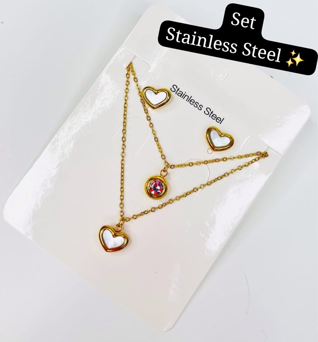 Set 2 Cadenas en 1 de Corazón🤍 (Color Dorado) ✨️