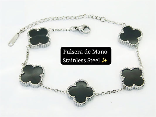 Pulsera de flor ♣️ (Plata,Negro)