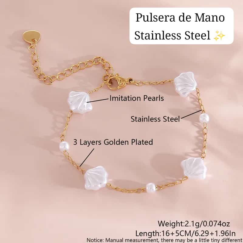 Set 2 pcs Concha perla dorado🤍✨️