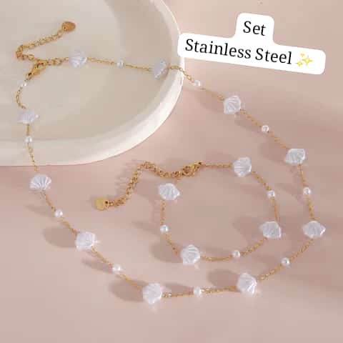 Set 2 pcs Concha perla dorado🤍✨️