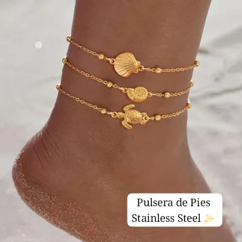 Pulseras de Pies (Tobilleras) Diseño de Verano ⛱️ (Dorado)