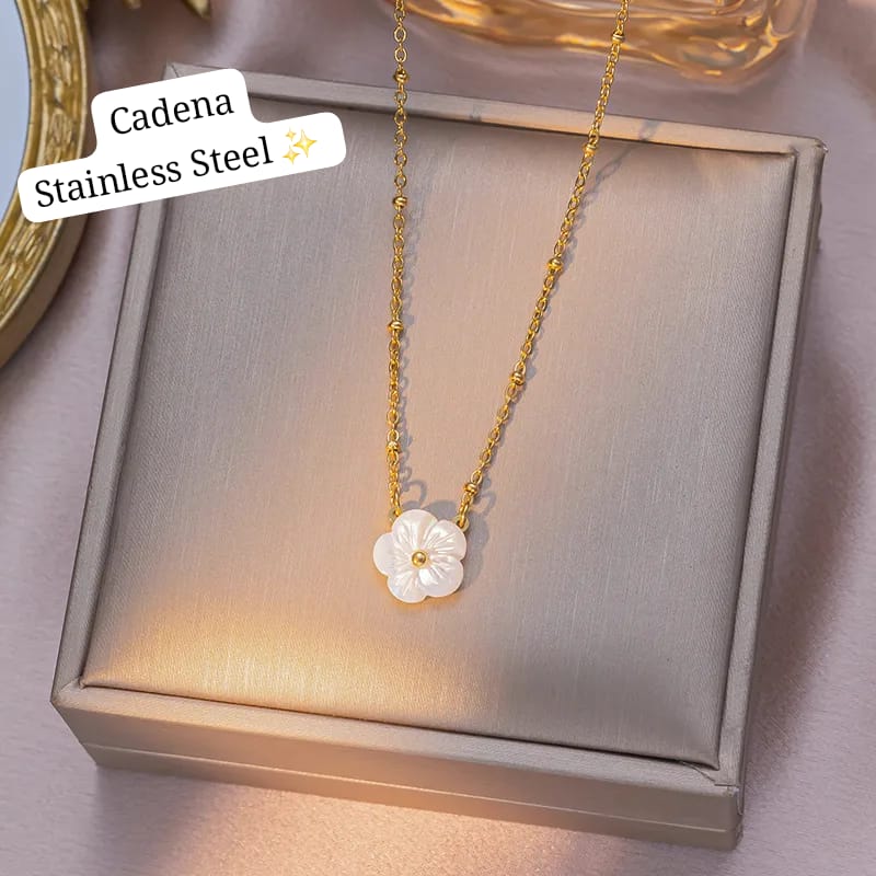 Set flor blanca perla dorado🤍✨️