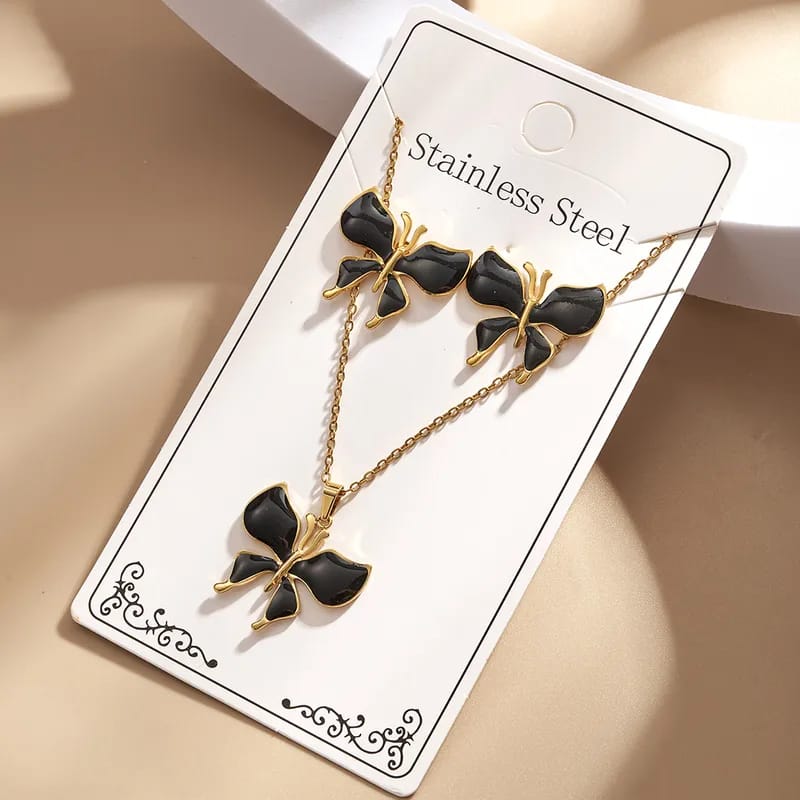 Set mariposa 🦋 (negro/dorado)