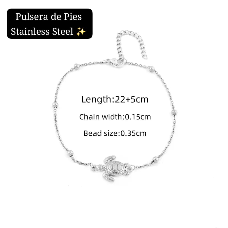 Pulseras de Pies (Tobilleras) Diseño de Verano ⛱️ (Plata)